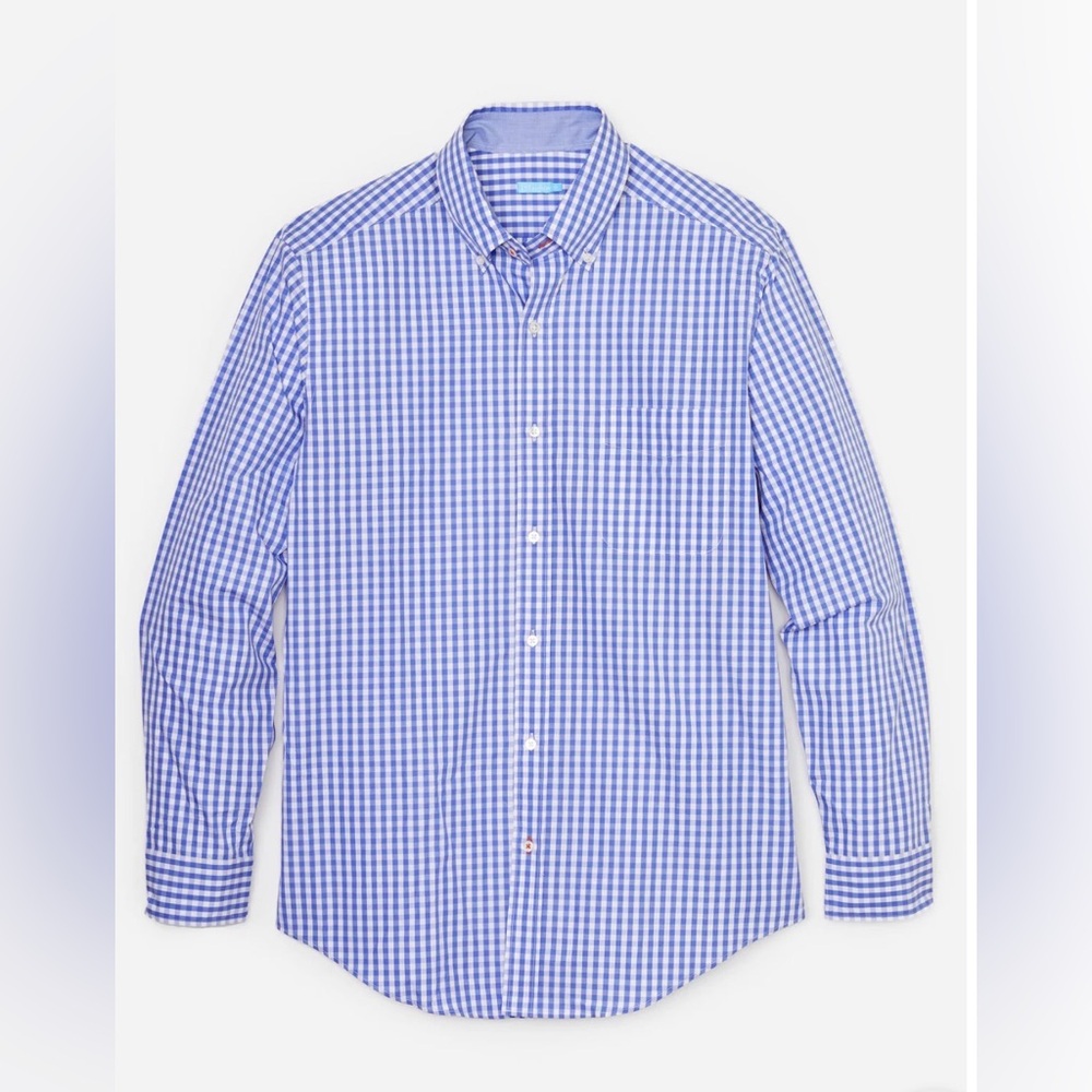 J.McLaughlin‎ Men’s Collins Classic Fit Gingham Shirt Blue White Long Sleeve M